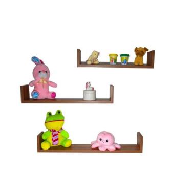 Imagem de Kit 3 pçs Prateleira Nicho U - Safira, Marrom Escuro