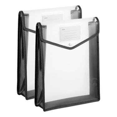 Imagem de PATIKIL Pastas de arquivo expansíveis de plástico, pacote com 2 envelopes de pasta de arquivos A4, tamanho carta, organizador de documentos, suprimentos com fecho de pressão para sala de aula