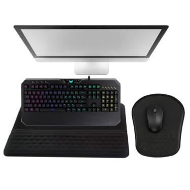Imagem de Suporte de teclado com descanso de pulso - mouse pad ergonômico ergonômico e descanso de pulso para teclado - com alívio da dor no túnel do carpo massagem solavancos e design de gel de memória total