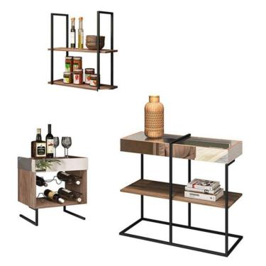 Imagem de Kit Aparador Adega E Prateleira Aurora Demolição Preto