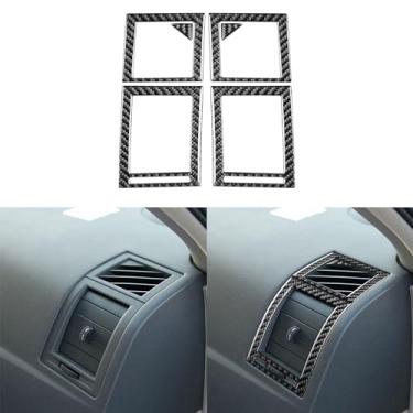 Imagem de Generic Adesivo de acessórios interiores de fibra de carbono macio premium real compatível com Chrysler 300 300C 2005 2006 2007 painel de carro laterais de ar condicionado decoração decalque estilo B