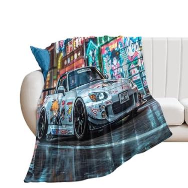 Imagem de HouLaiZhe Cobertor Super Macio Flanela Grafite JDM Carro S2000 Neon Leve Cobertores de Refrigeração para Sofá-Cama Cadeira Sofá Carro Viagem ao Ar Livre Leve Quente 101,6 cm x 127 cm