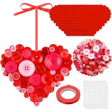 Imagem de Soulchen 12 conjuntos de kits de artesanato de coração para o dia dos namorados, faça seu próprio botão, decorações de coração, enfeite de pendurar DIY para presente de dia dos namorados, decoração de