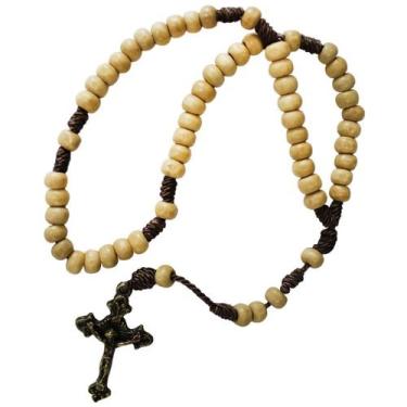 Imagem de Terço de Madeira Cruz com Metal Vinho 20cm - SJO Artigos Religiosos, M