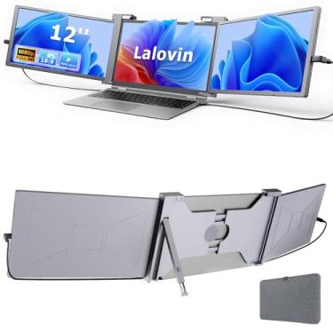 Imagem de Lalovin Extensor de tela de laptop de 12 polegadas, monitor portátil triplo IPS FHD 1080p para laptop, serve para laptops de 13,3 a 16,1 polegadas, extensor de monitor Plug & Play com porta USB-C/HDMI