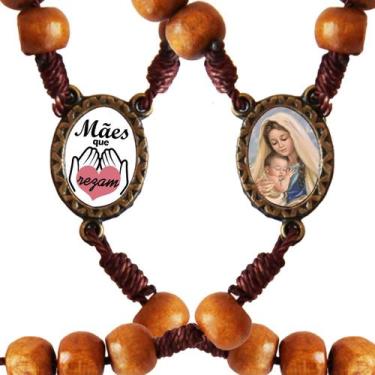 Imagem de 12 Terços de Madeira com Entremeio 2 Faces (Mães que Rezam) - SJO Arti