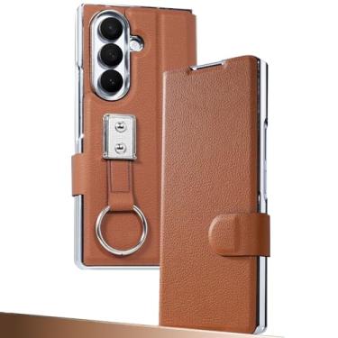Imagem de LTLMYDAM Capa de couro para Samsung Galaxy Z Fold 7, protetor de tela tudo incluso capa carteira flip mini anel de suporte capa anti-queda, laranja, dobra7