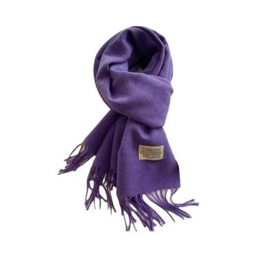 Imagem de Cachecol Pashmina De Cashmere Dupla Face Quente Com Franjas Em Diferen