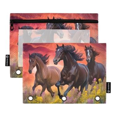 Imagem de Wassud Pastas de fichário Horse Riders in The Sunset Pacote com 2 Pastas de bolso com 3 furos, pasta organizadora de arquivos para casa, escritório
