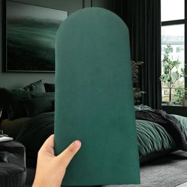 Imagem de Kit Cabeceira Estofada Adesiva 45x20 cm – Tecido Suede Premium, 5 a 20 Módulos para Cama Solteiro, Casal, Queen, King e L(VERDE BANDEIRA,15)