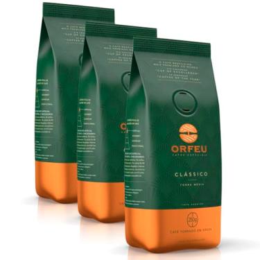Imagem de Café em Grãos Premium Orfeu Clássico Kit 3 Pacotes de 250g