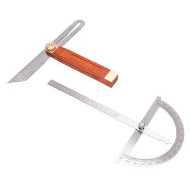 Imagem de Hyuduo Kit Transferidor de Localizador de ângulo de Aço Inoxidável, Latão, Madeira, Medidor Chanfrado Deslizante Ajustável Com Régua de Escala Dupla para Marcenaria, Engenharia de Construção, Faça