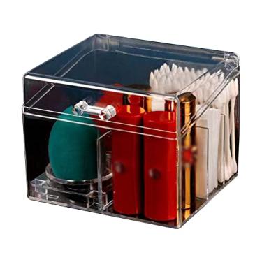 Imagem de Porta Cotonetes de Escritório com Tampa Case Armazenamento em Acrílico Organizador para Bolinhas Algodão Discos Gazes Es