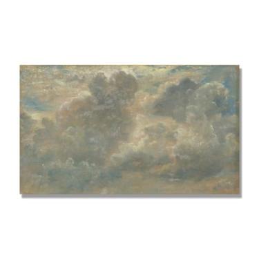 Imagem de NHLDZYH Impressão em tela estilo John Constable, (Cloud Study 26), painel de tela de paisagem romântica, decoração de parede com tema de natureza para quarto ou escritório. 70 x 119 cm. Somente tela