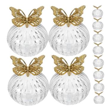 Imagem de PRETYZOOM 12 peças de caixas de doces transparentes de borboleta folheadas a ouro elegante estilo europeu fundo redondo armazenamento de lembrancinhas de casamento para festas recipientes de exibição