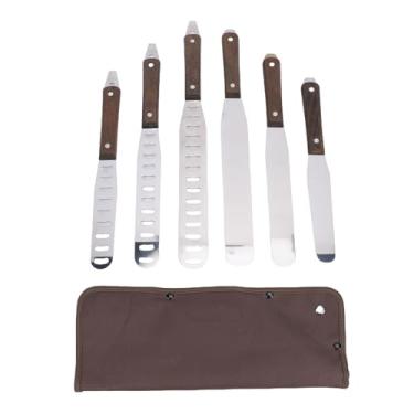 Imagem de Fafeicy Espátula de Gelo Reta, Espátula de Bolo de Aço Inoxidável Com Alça de Madeira de Faia para Espalhar Tortas de Pastelaria de Sobremesas de Geada