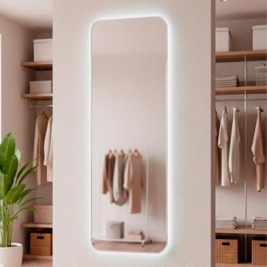 Imagem de Espelho com Led Retangular 150x50 Decorativo para Sala Quarto Banheiro Orgânico Grande de Parede (Led Frio)