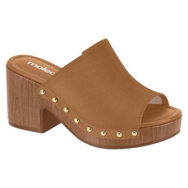 Imagem de Tamanco Salto Alto Confortável Meia Pata Calca Fácil - Moleca, Camel, 