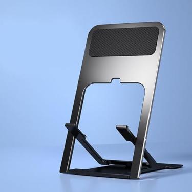 Imagem de Suporte universal de celular para mesa, suporte de telefone dobrável com suporte antiderrapante, suporte ajustável para celular compatível com todos os smartphones ou pad/tablet-preto