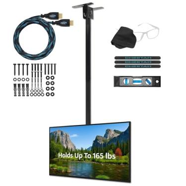 Imagem de Cheetah Suporte de TV de teto para TVs de 37 a 86 polegadas, extensão extra longa de até 289 cm, máx. 75 kg, VESA 600 suporta telas mais recentes de até 100 polegadas, montagens planas, abobadadas ou