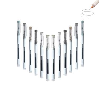 Imagem de GZBABY Canetas rollerball 10 peças, caneta esferográfica de ponta fina, tinta preta de 0,5 mm, secagem rápida (simples)