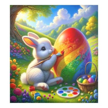 Imagem de Capas magnéticas de ovos coloridos de coelho de Páscoa para máquinas de lavar louça capa de ímã de geladeira reutilizável 58 x 66 cm