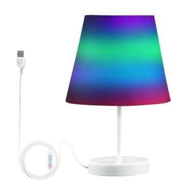 Imagem de Joisal Luminária de mesa de cores vibrantes com porta de carregamento USB, mini lâmpada com abajur para mesa de cabeceira
