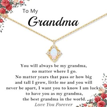 Imagem de DONYUDE Presentes de Natal para filha, mãe, irmã, meias de ouro, colar de opala para mulheres, melhor amiga, neta, com opala e pedra do mês de outubro, joias, presentes de aniversário, normal, Aço