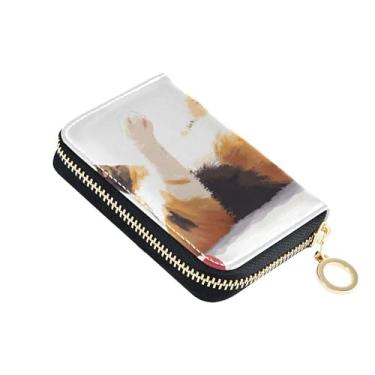 Imagem de Carteira feminina de couro com bloqueio de RFID, zíper ao redor do zíper, porta-cartões e dinheiro, bolas coloridas para gatos brincalhões