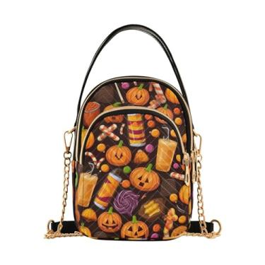Imagem de Bolsa tiracolo feminina verde e preta Cacti Colors Bolsa transversal com alça longa, bolsa tiracolo elegante, Doces de Halloween - 4, One Size