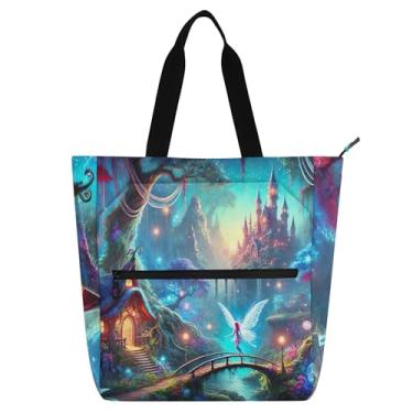 Imagem de GAIGEO Bolsa de mão reutilizável com zíper de lona para crianças e mulheres, trabalho, escola, reutilizável, de lona, com zíper