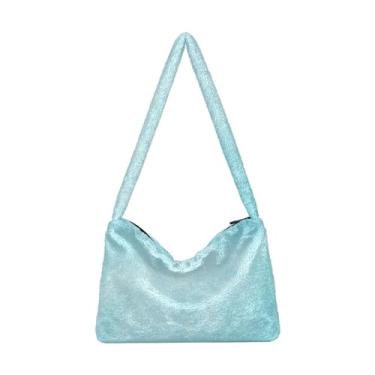 Imagem de Cranes Bolsas de ombro femininas, bolsa de ombro para mulheres, bolsas de outono, Textura azul claro, One Size