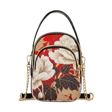 Imagem de GAIGEO Bolsa tiracolo feminina aquarela com rosas coloridas, bolsas transversais modernas bolsa de ombro pequena, Peônias florais - 4, One Size