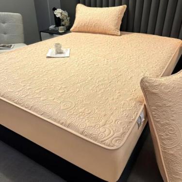 Imagem de Lençol de baixo de microfibra macia de qualidade de hotel, lençol com elástico, protetor de colchão de cama, elástico ultra elástico de 360 graus, resistente a rugas, fácil instalação - Tipo 02||200 x