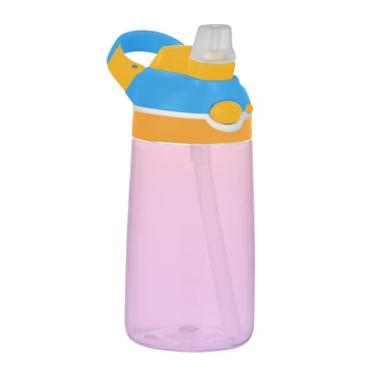 Imagem de Garrafa de água esportiva infantil com gradiente rosa blush para escola, 473 ml, 473 ml, garrafa de água Tritan com canudo, copos de viagem portáteis para crianças, reutilizáveis, alça de transporte