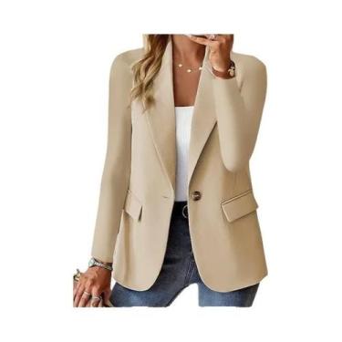 Imagem de Blazer Feminino Oversized Para Negócios, Jaqueta De Manga Longa Com La