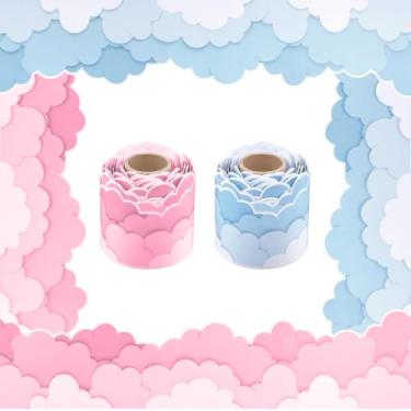 Imagem de Quadro de avisos, nuvens, céu decorativo, adesivos de nuvem para volta às aulas, lousa de sala de aula, escritório, parede, janela, decoração de festa, azul e rosa