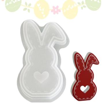 Imagem de Moldes de vela, peça central de cimento de concreto de coelho, molde de fundição de resina de coração vazado, para mesa de centro de mesa, jantar, festa de casamento, sala de casa