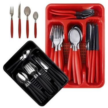 Imagem de Faqueiro Jogo de Talheres Inox C/ Porta Talher Com 25 Peças - Colher F