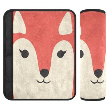 Imagem de Joitme Capa de cinto de segurança Cartoon Red Fox com dois pacotes, alça de ombro pequena, adequada para vários usos, almofada de ombro para alça de bolsa