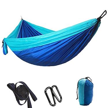 Imagem de CUOFYUNL Ampliar Alongar Cama Pendurada Ao Ar Livre Camping Viagem Rede Balanço de Dormir (Azul celeste e azul safira)