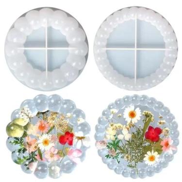 Imagem de 2 peças para porta-copos de bolhas, moldes de resina epóxi, bandeja redonda, bandeja de joias, suporte de vela, decoração de casa