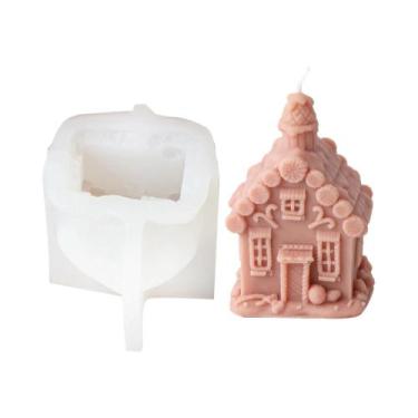 Imagem de Molde De Silicone Para Velas Em Forma De Casa De Natal 3D DIY Chalé Ar