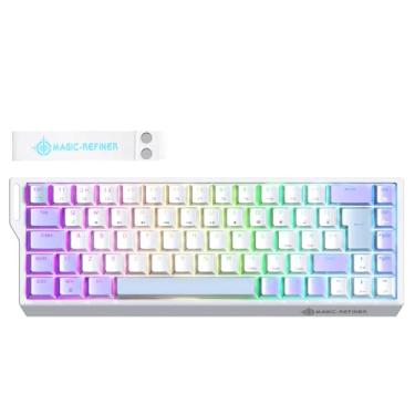 Imagem de MAGIC-REFINER Teclado X68 Rapid Trigger 60% TKL com fio com interruptor de efeito Hall, taxa de sondagem de 8 KHz, retroiluminação RGB, suporte superior para jogadores de PC / Mac Esport (branco)