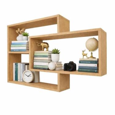 Imagem de Estante Decorativa MDF Cru 70x90x18cm porta livros suspenso - SIXTEEN 