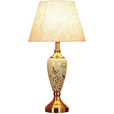 Imagem de Lâmpada De Mesa De Cerâmica Pintada Retrô Americana Pintada À Mão Padrão De Flores E Pássaros Para Quarto Abajur De Mesa Grande De Meados Do Século Para Sala De Estar,Collector88