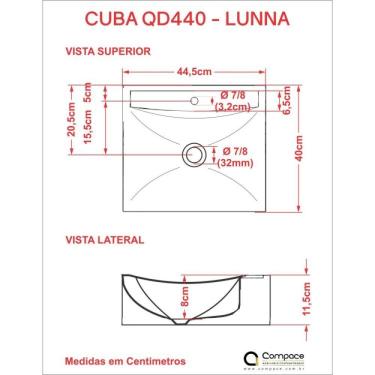 Imagem de Cuba Para Banheiro Q44w Lunna Compace Rosa