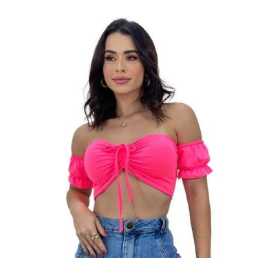 Imagem de Cropped Blusa Ciganinha Manga Curta Bojo Suplex Moda Verão - SWISS BOU
