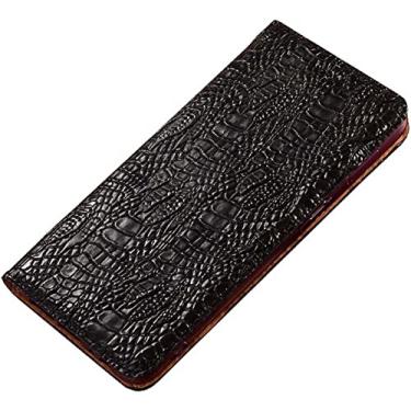 Imagem de FULNES Capa de coldre fólio padrão de garra de jacaré para Apple iPhone 14 Case 2022, capa de telefone com função de stent de couro premium com slot para cartão (Cor: Preto)