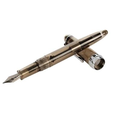 Imagem de CYSUE Caneta-tinteiro colorida transparente fofa com ponta F de 0,5 mm F canetas de tinta de resina para escrever materiais escolares (preto transparente)